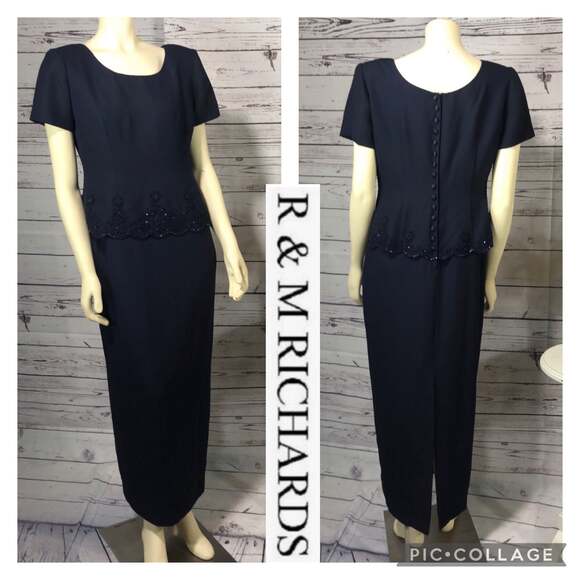 R & M Richard’s formal navy dress looks like a 2 piece with beading size 8 - Picture 12 of 12